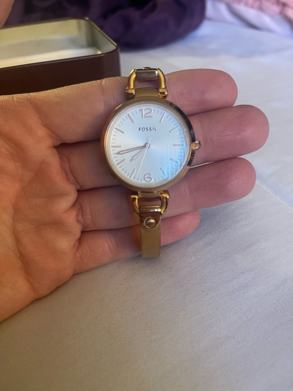 Like new! Fossil Rose Gold-Tone Women's Bracelet Watch with White Dial